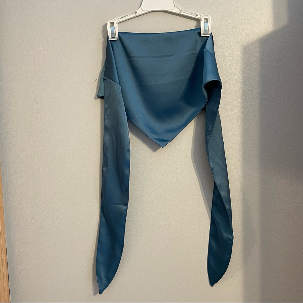 Blue silk triangle tie top